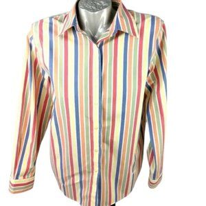 ORVIS Striped Shirt LS Button Red Blue  Green